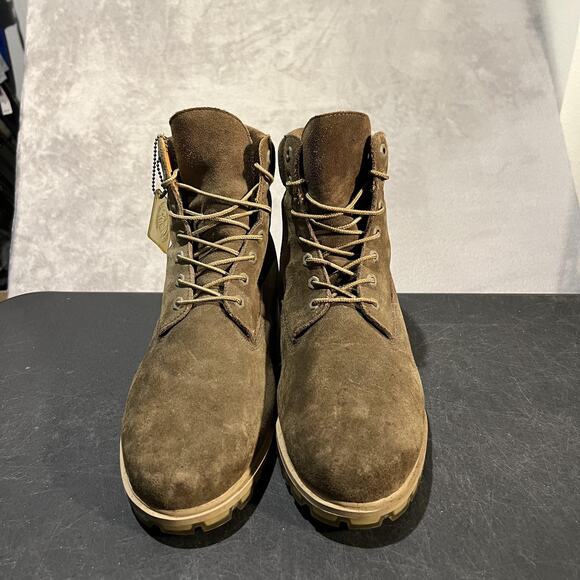 Timberland Premium Boots Mens 13 Olive Green Suede 6-Inch Lug Sole Padded Collar main image 8